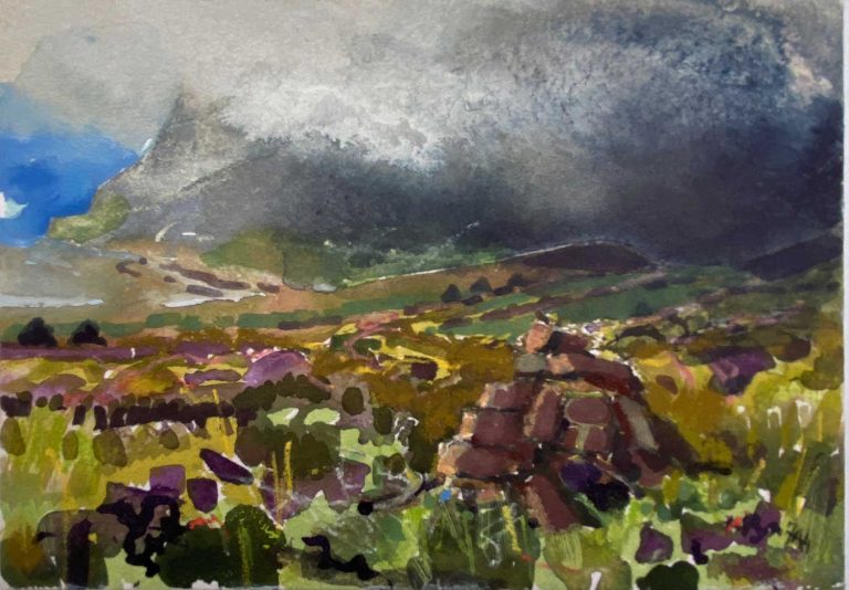 Orkney Low cloud Hoy watercolour 18x13cm