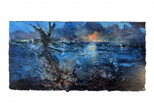 ARTCARD: Ember Moonrise by the Great Tree. Portland Harbour, Dorset.