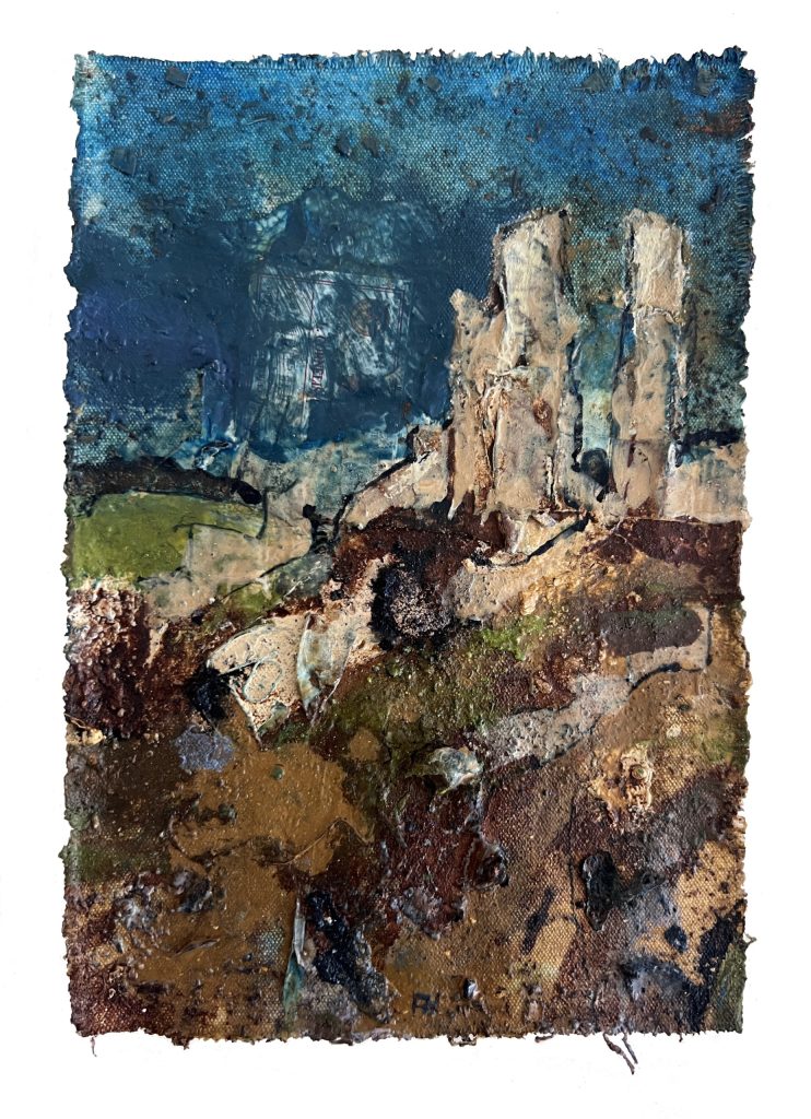 Corfe Castle on Remnants of Manganese Blue